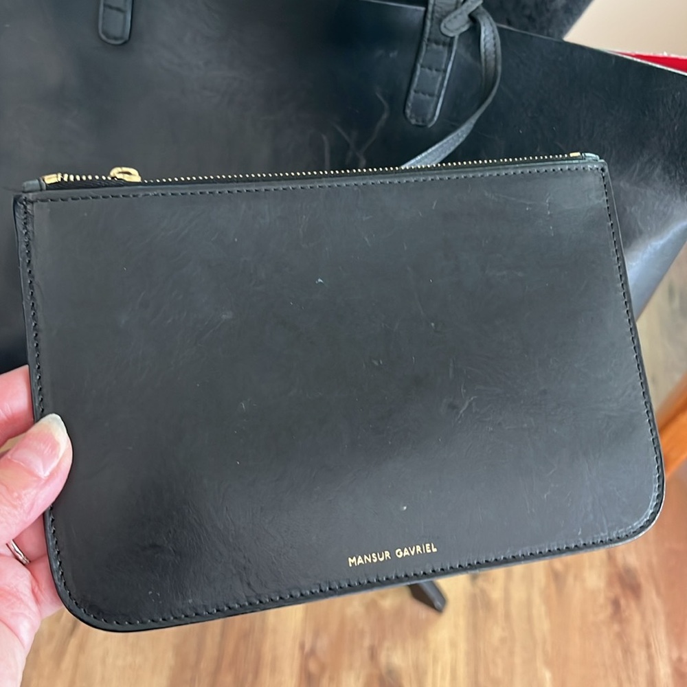 Mansur Graviel large black leather tote with mini - Picture 2 of 7